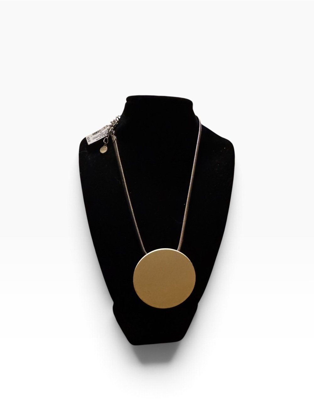 Alfani Silver-Tone Necklace with cream  Disc Pendant